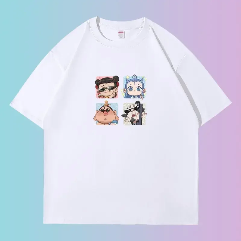 

Nezha Movie Print Women T Shirt Q Version Cartoon Printed Short Sleeved T-shirt Casual Summer Round Neck Unisex Clothes Top Y2k