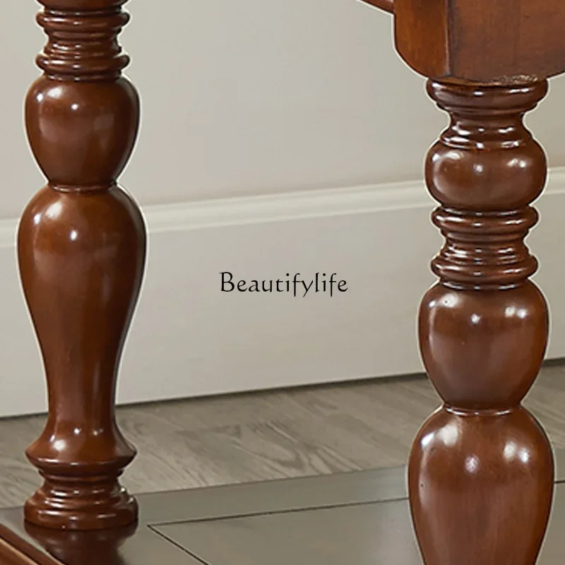 yj7 All Solid Wood American Style Corner Table Vintage Sofa Side Table Square Shape