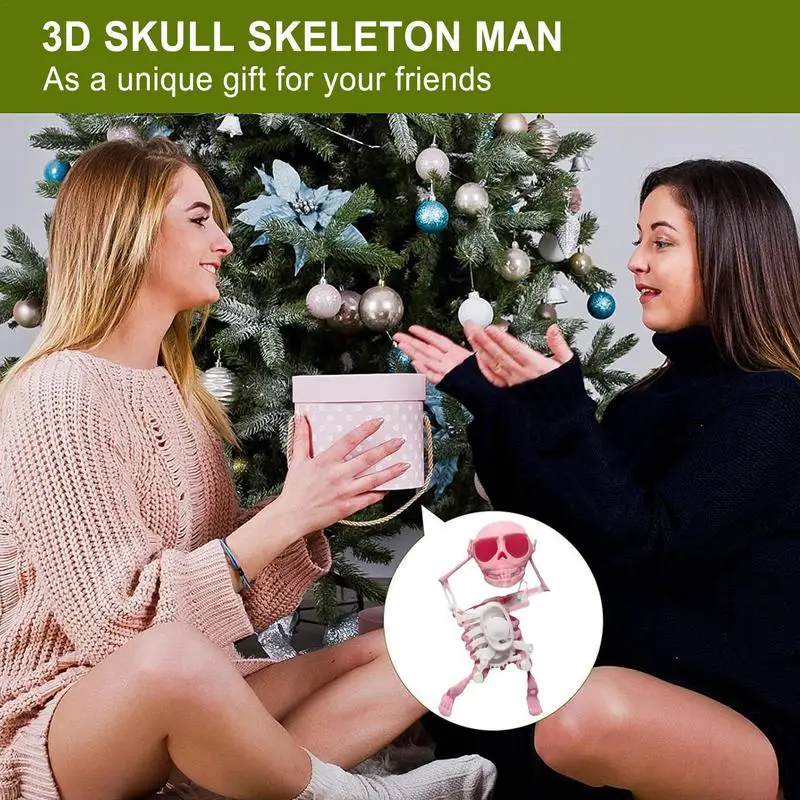 3D Dancing Skeleton Interactive Toy Mini Skull Figurine skeleton man shaking his head sand sculpture gear clockwork toy