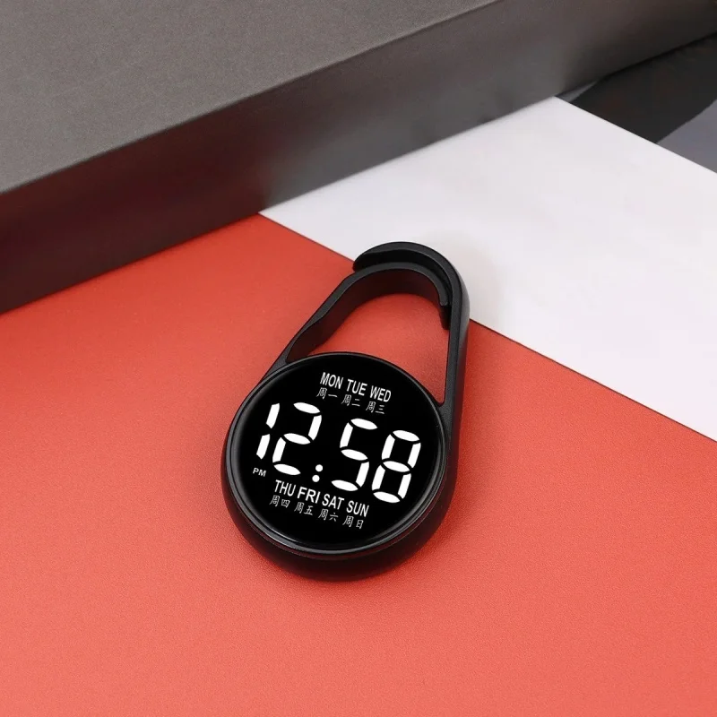 LED Electronic Hanging Watch Night Light Digital Clock Touch Control Calendar Display Pocket Watch