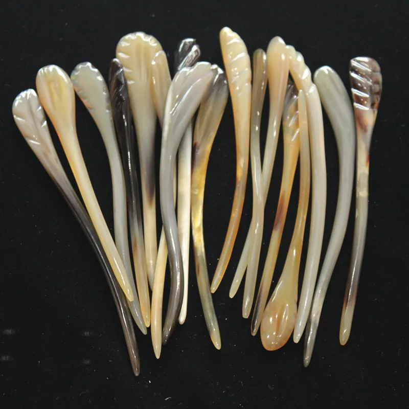 Factory Direct Sales Natural Horn Hairpin Hand Carved Gift Boutique Hairpin/Hair Accessories Classical Updo Hairpin Headdress