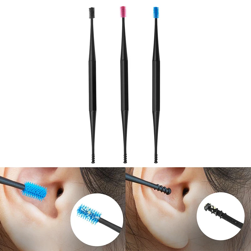 1Pc Soft Silicone Double-ended Ear Spoon  Spiral Ear Cleaner Ear Picking Tool