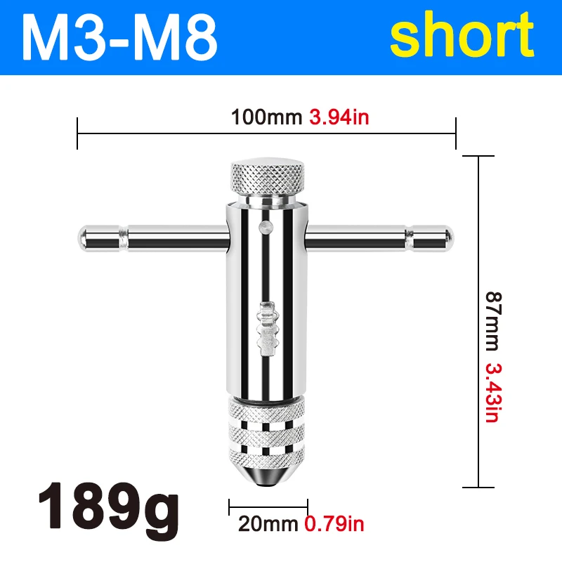 T-shaped wrench M3-M8 straight groove hand tap ratchet wrench adjustable forward reverse thread tapping tool accessory
