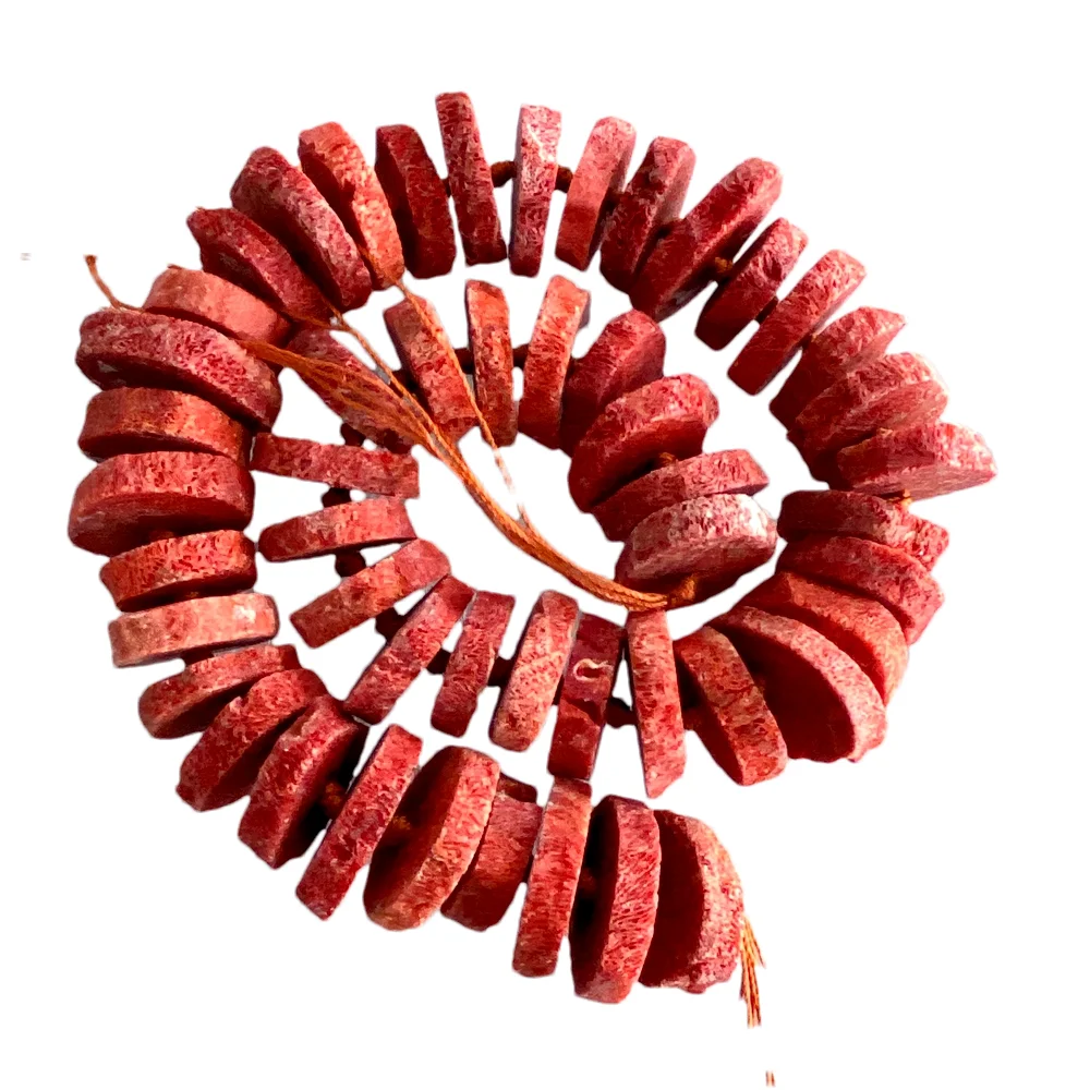 1 Strand Center Drilled Red Sponge Coral Slice Rondelle Beads For Jewelry Making