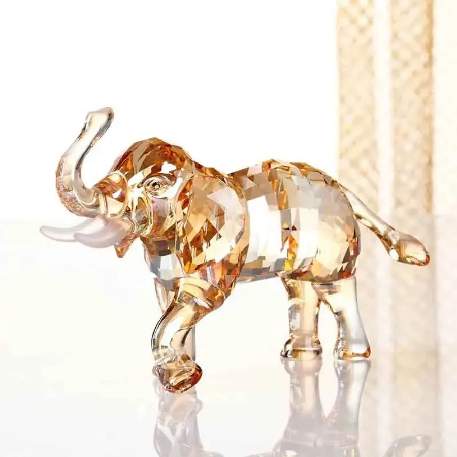 Handmade K9 Crystal Elephant Sculpture Ornament Craft Statues Animal Model Artwork Desktop Nordic Room Decor Luxury Gifts