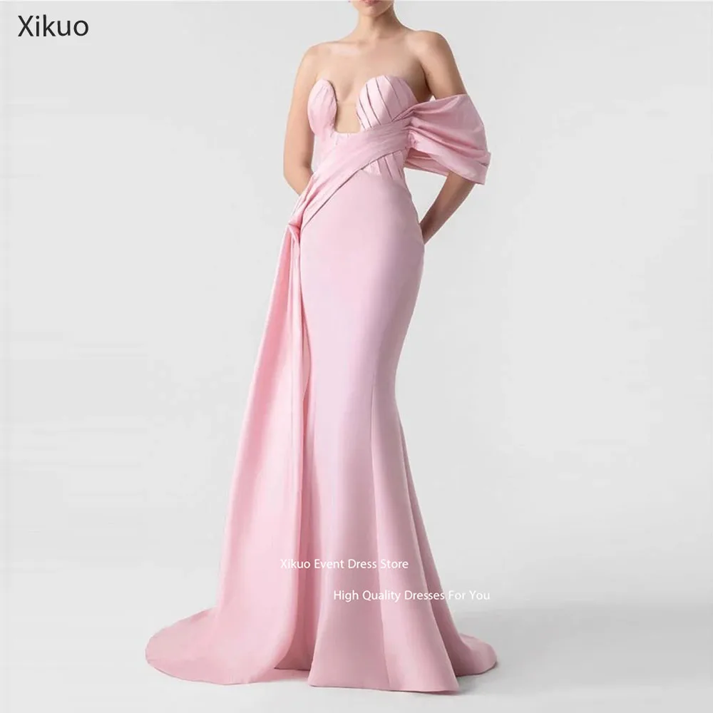 

Xikuo Розовые вечерние платья русалки Привлекательный асимметричный драпированный халат Коктейльные женские плиссированные вечерние платья на одно плечо по индивидуальному заказу