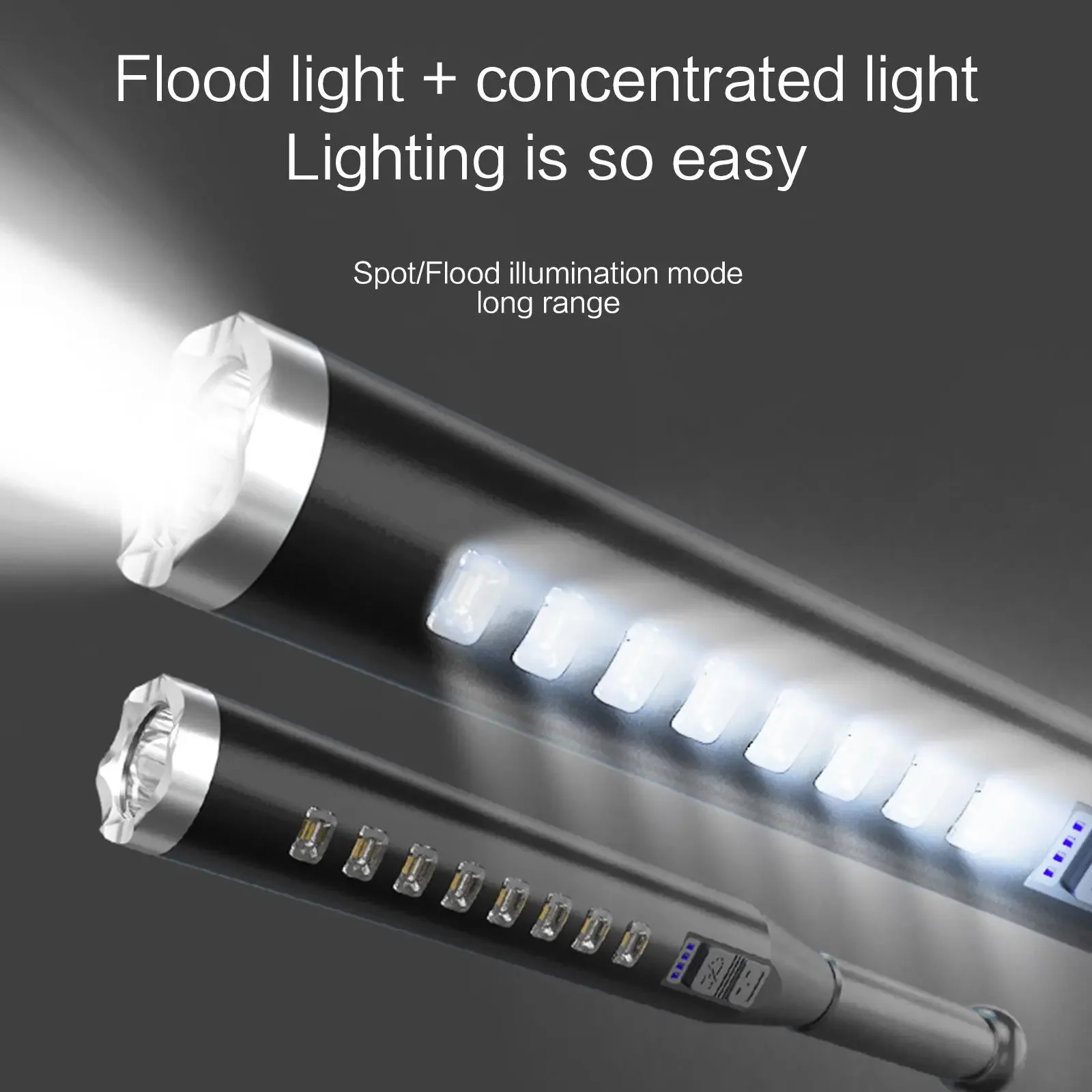 High Power Baseball Bat Flashlight ABS Usb Rechargeable LED Flashlight Self Defense Mace Light Tactical Baton Emergency Torch