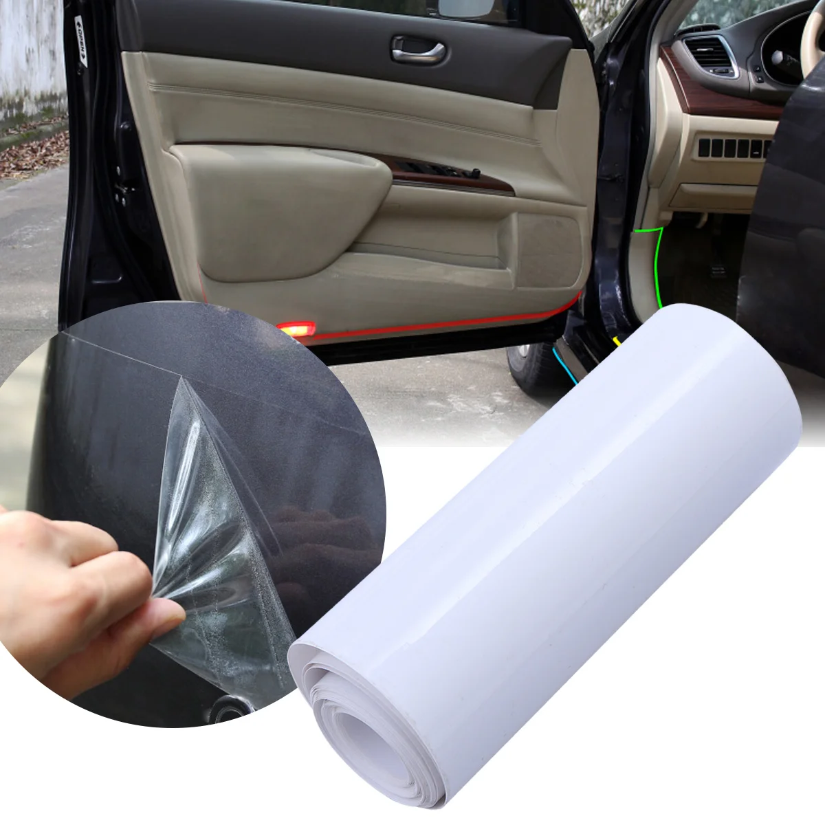 

Vehicle Door Panel Protection Film 20x100cm Transparent Anti Scratch Car Protection Film High Temperature Resistant Uv Proof