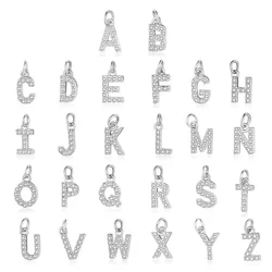 Initial Name Alphabet Copper Cubic Zirconia Charm Wholesale Women Letter Pendant For Bracelet Necklace Earring Making