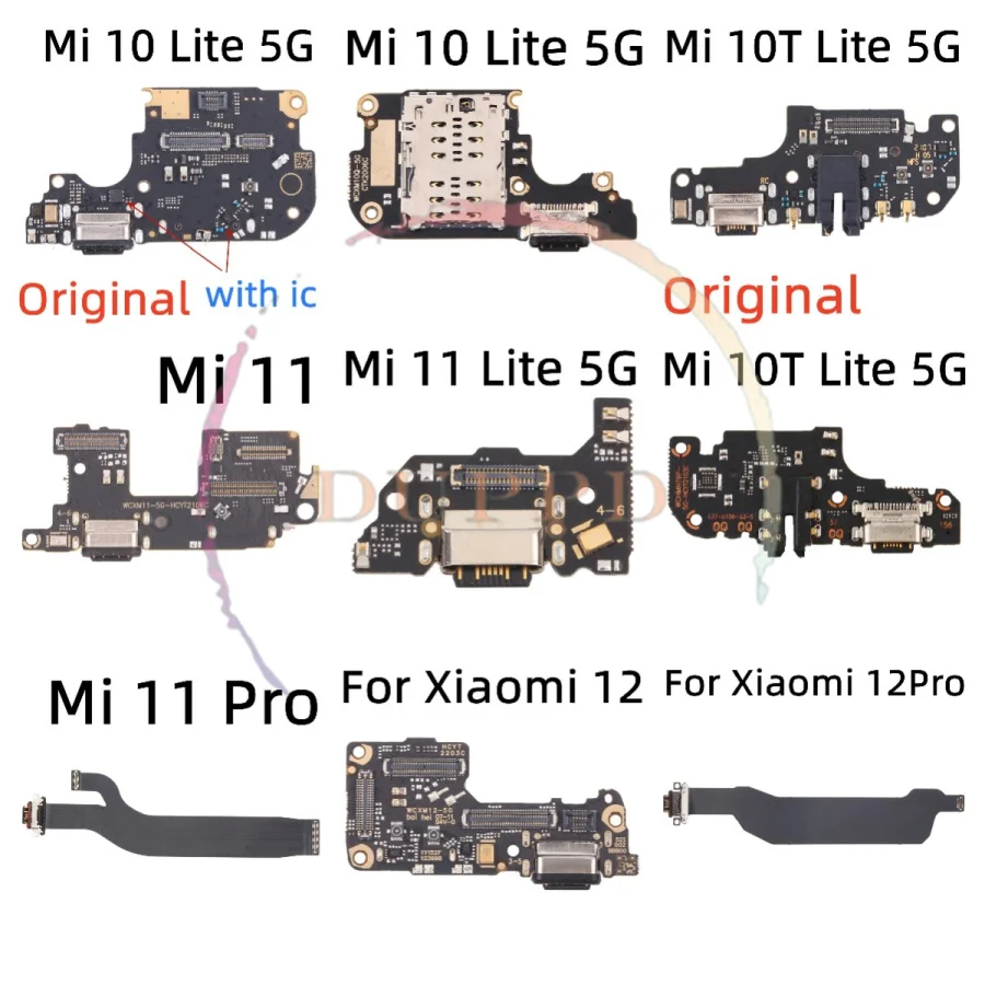 USB Power Charger Charging Port Board Dock Connector For Xiaomi Mi 10 10T 11 Lite 12 Pro CC9 With Mainboard Flex Cable