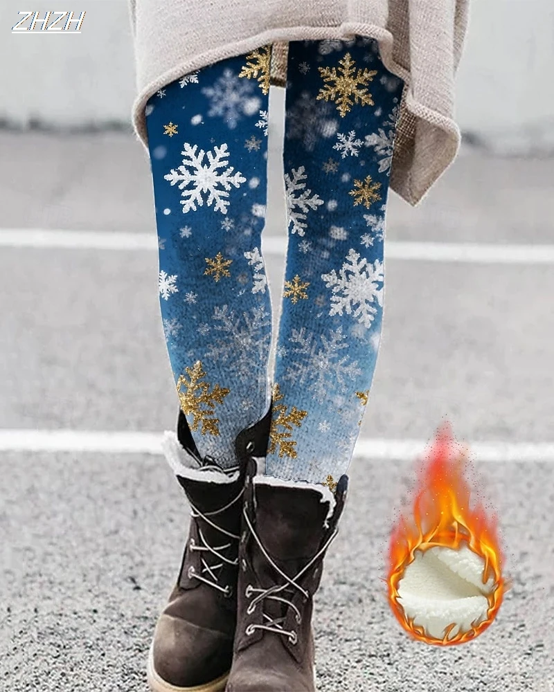 

Женские леггинсы для отпуска, винтажные модные брюки полной длины, уродливые рождественские графика, снежинка, рождественский принт, мягкие дышащие