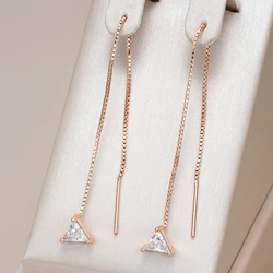 Kinel Hot Shiny Natural Zircon Ear Wire Earrings for Women Luxury 585 Rose Gold Color Modern Wedding Party Daily Fine Jewelry