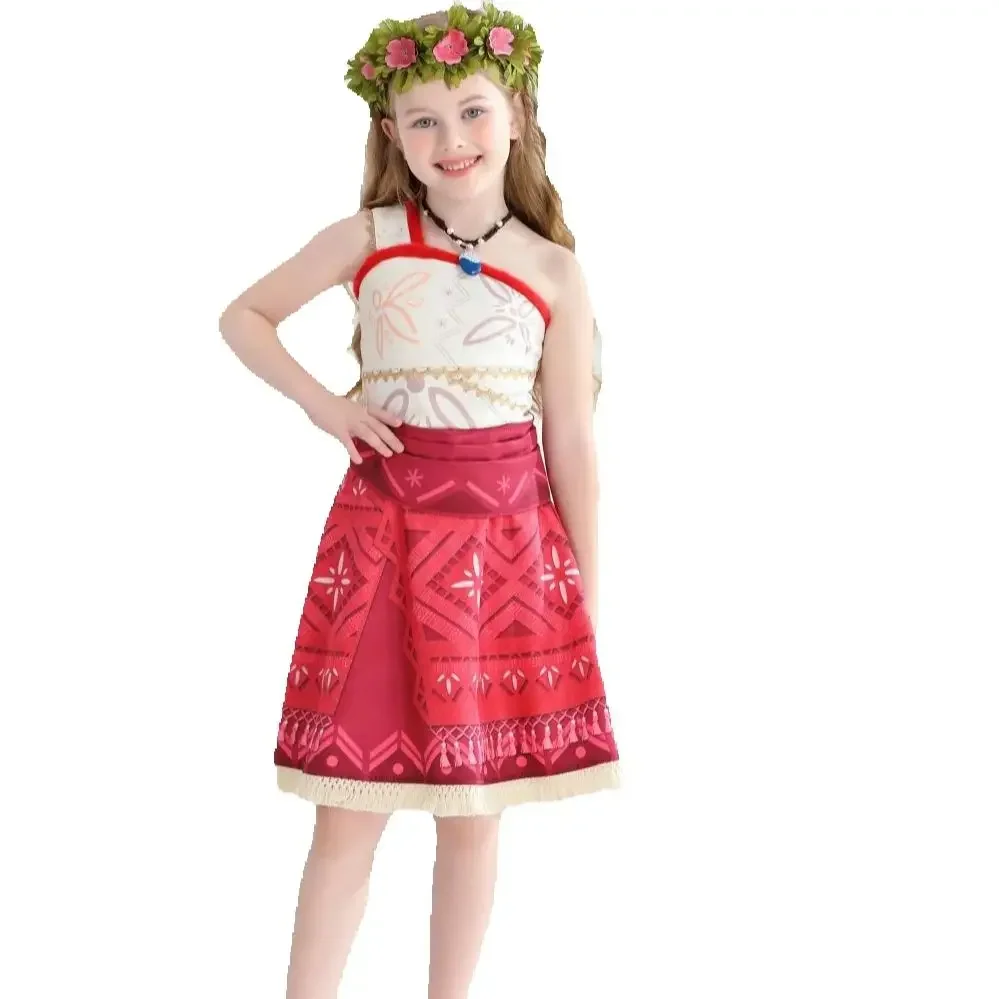 

2025 Disney New Movie Moana 2 Dress for Girls Adventure Fancy Costume Children Vaiana Carnival Halloween Party Outfit Dress SET