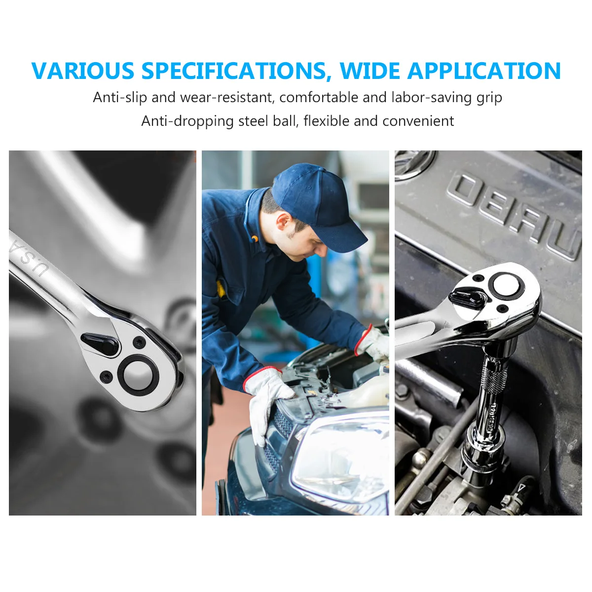 

-V 72 Teeth 3 8 Ratchet Wrench Quick Release Socket Spanner Compact Repair Tool Socket Wrench Ratchet Spanner