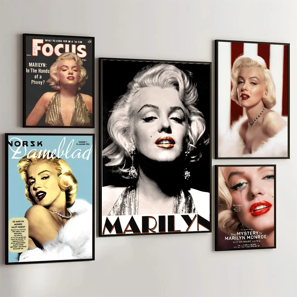 1PC Marilyn Monroe Poster Movie Sticky Posters Retro Kraft Paper Sticker DIY Room Bar Cafe Aesthetic Art Wall Painting