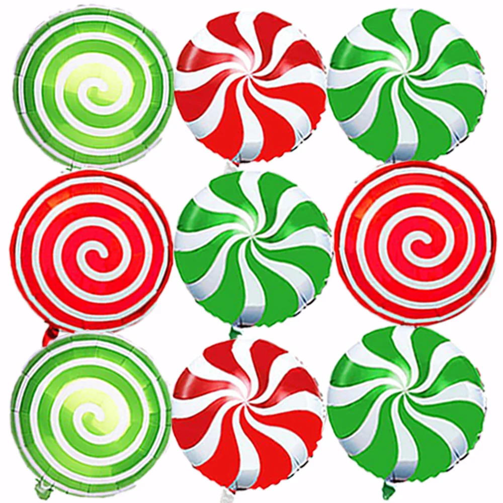 

50 Pcs Christmas Candy Foil Balloons 18 Inch Round Lollipop Windmill Sweet Candies Wedding Birthday Party Xmas Decorations