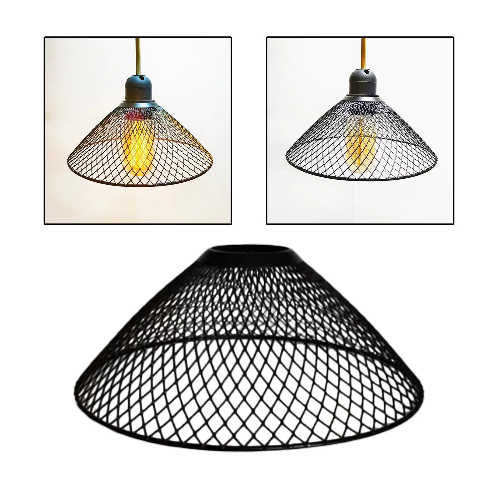 Metal Pendant Lamp Shade Rustic Hollow Out Retro Light Fixture Lampshade for Kitchen Restaurant Dining Room Teahouse Home