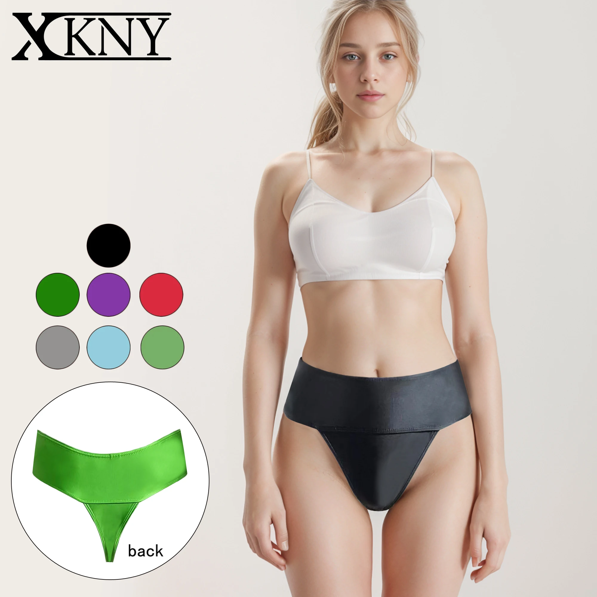 

XCKNY silky smooth oil glossy thongs sexy glossy pants bikini high waist thong sport swim pants bottoming underpants