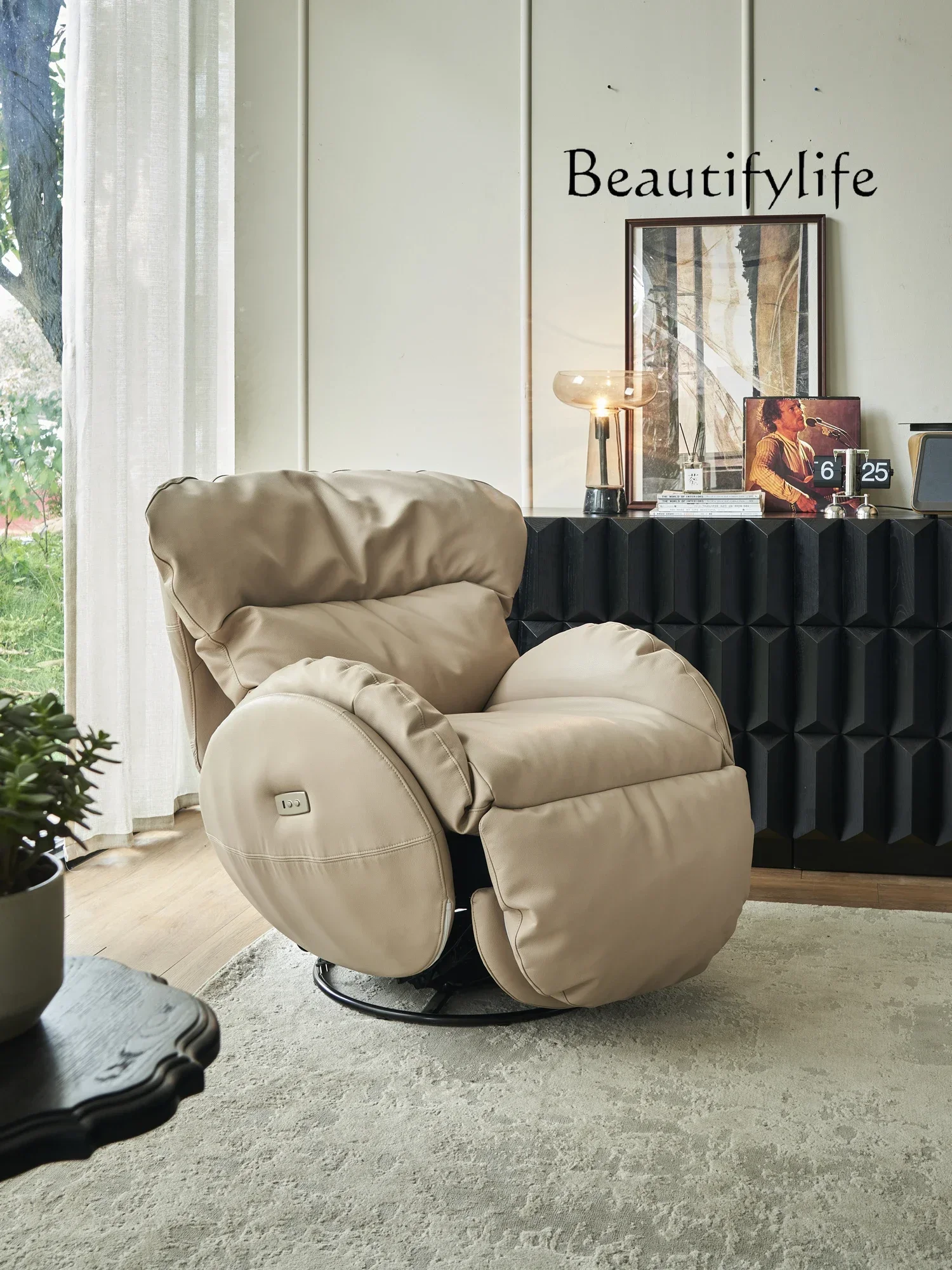 

gW Одиночный диван Электрический многофункциональный диван для гостиной Вращающийся диван-кресло Балконное кресло-качалка Кожаная спальня