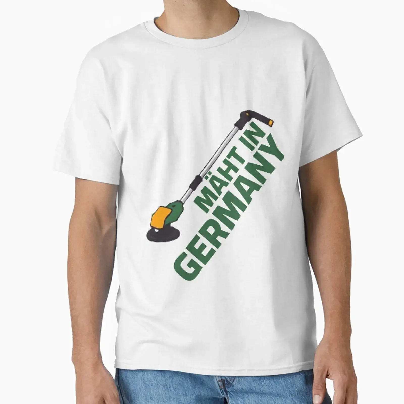 Lawn trimmer mowing lawns Mows in Germany designed and sold by FoxyS vintage Washed Unisex designer clothes Stylish Stretched