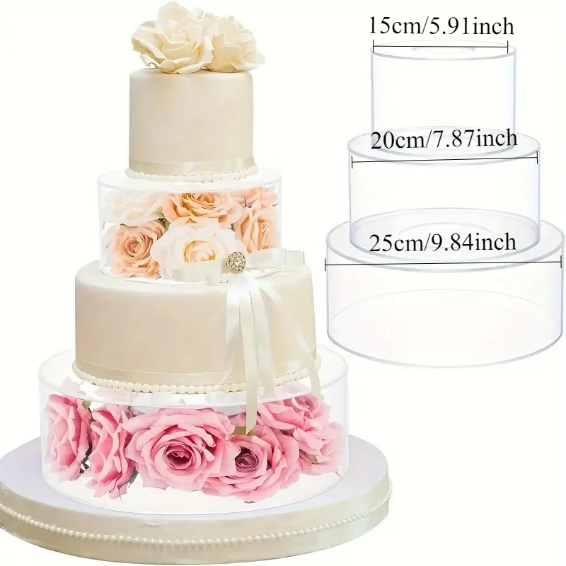 Acrylic Cake Stand Fillable Cake Risers Cupcake Display Holder Clear Cake Tier Stackable Display Boxes for Wedding Birthday