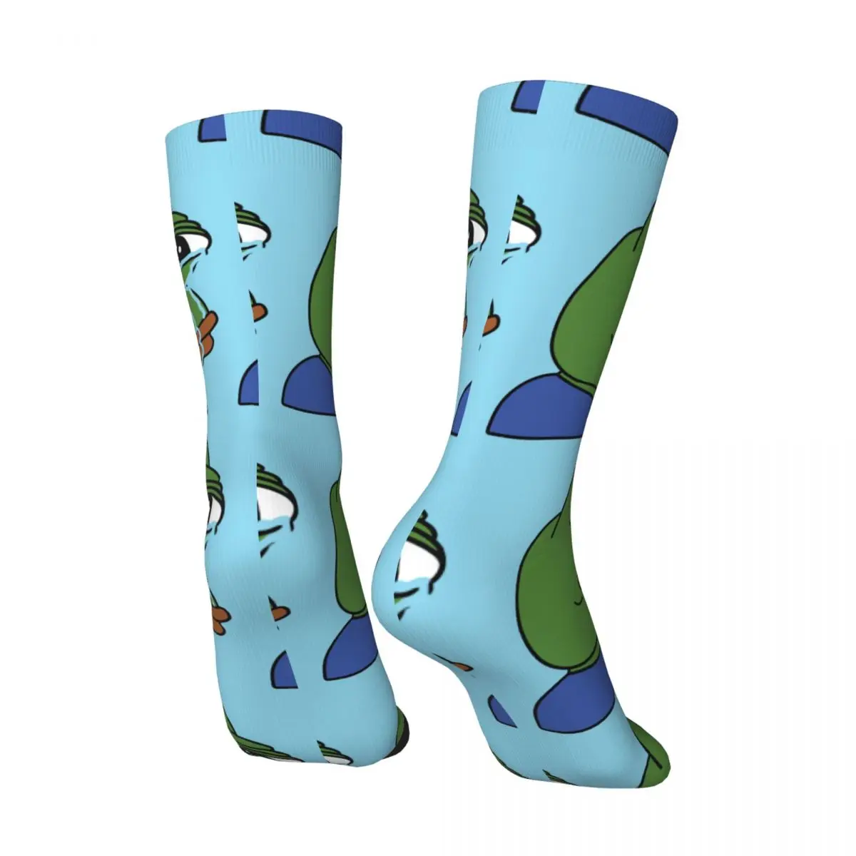 Funny Happy Men's Compression Socks Feels StrongMan Retro Harajuku Pe Pe the Frog Meme Hip Hop Novelty Casual Crew Crazy Sock