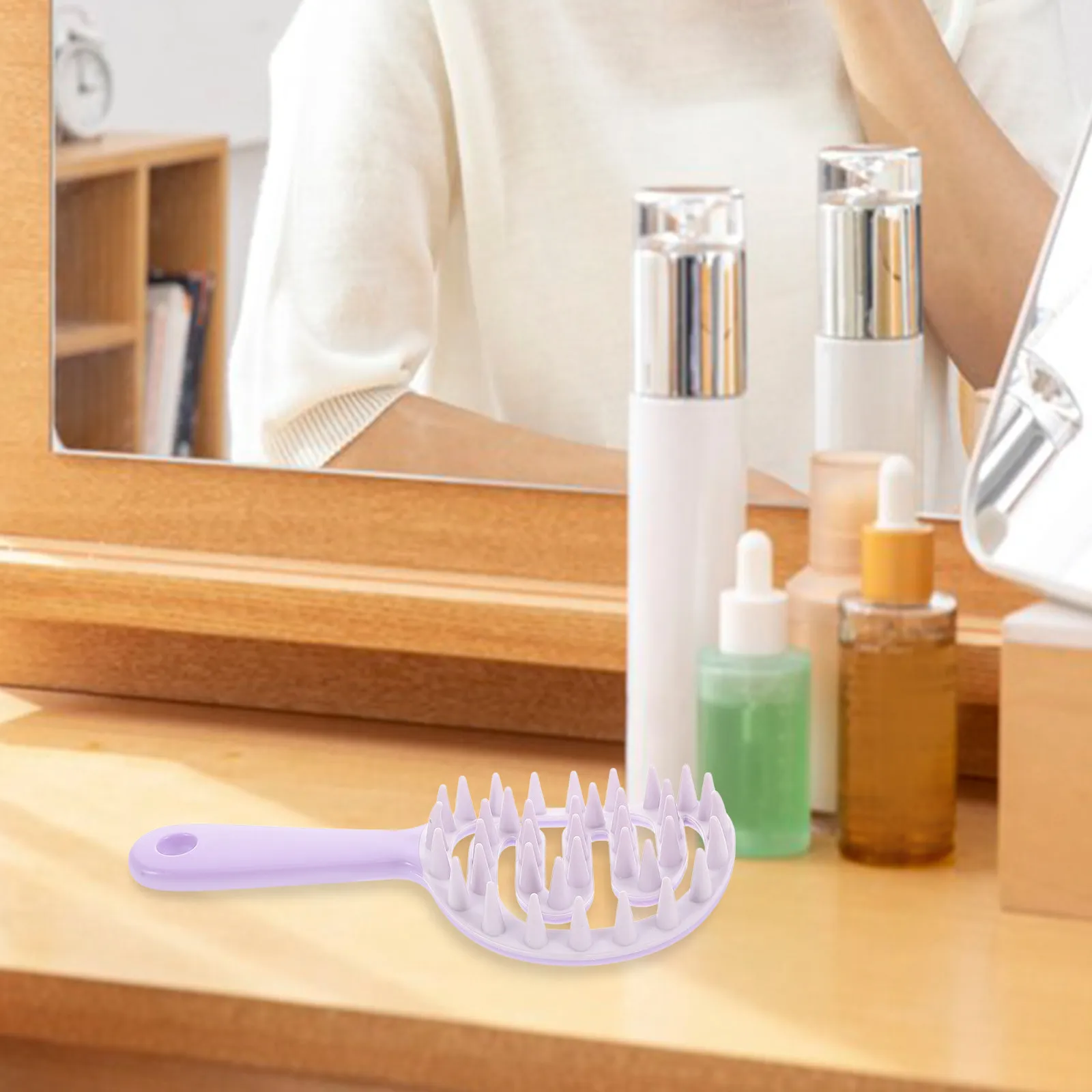 

Massage Comb for Women Hollow Design Scalp Massager Long Handle Wide Tooth Detangler Hairbrush Itch Relief Styling Wet Dry Hair