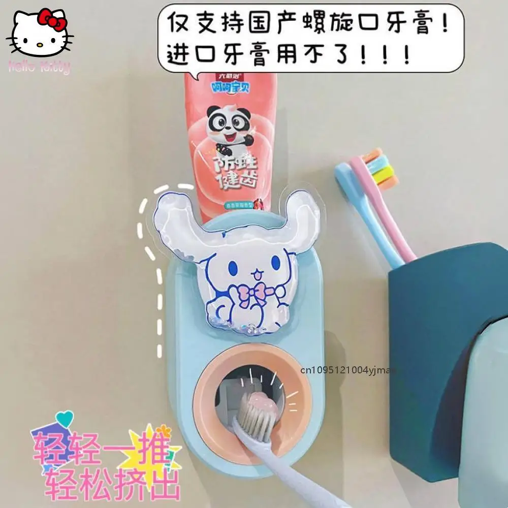 Sanrio Tempat Cangkir Anak-anak Rak Handuk Kuromi Dispenser Pasta Gigi Cinnamoroll Pochacco Ornamen Kartun Set Cuci Anak-anak