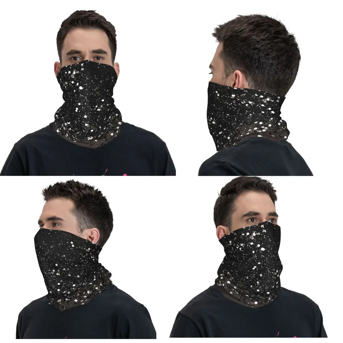 Blush Gray Black Lady Glitter (Faux Glitter) Bandana Neck Gaiter Printed Magic Scarf Balaclava Hiking Fishing For Men Women