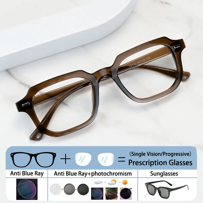 

Square Classic Rice Stud Spectacle Frame Prescription Reading Glasses Men Optical Presbyopia Anti Blue Light Astigmatism Eyewear