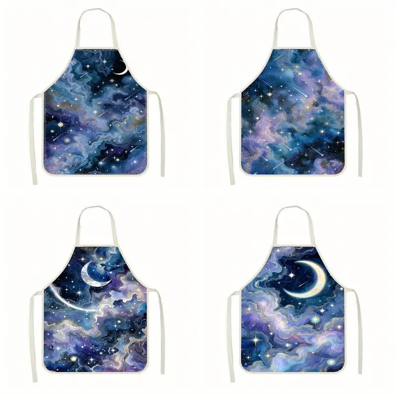 

Cosmic Starry Apron Linen apron, suitable for kitchen cooking, parent-child interaction, painting and other scenarios
