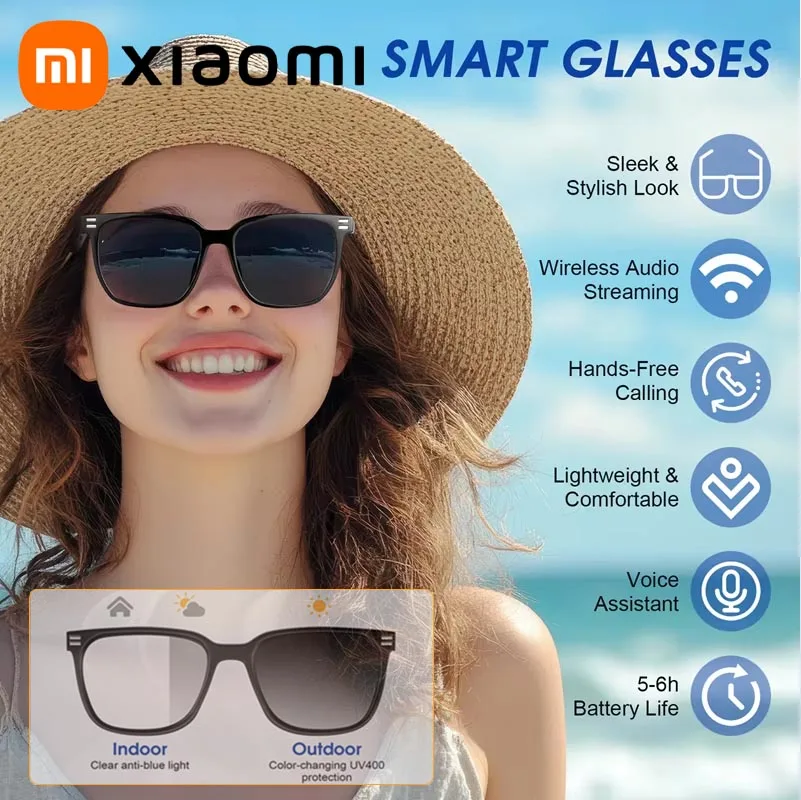 Умные очки Xiaomi M10 Pro Bluetooth со сменными линзами, линзы с защитой от синего света, меняющие цвет, солнцезащитные очки с защитой от ультрафиолета