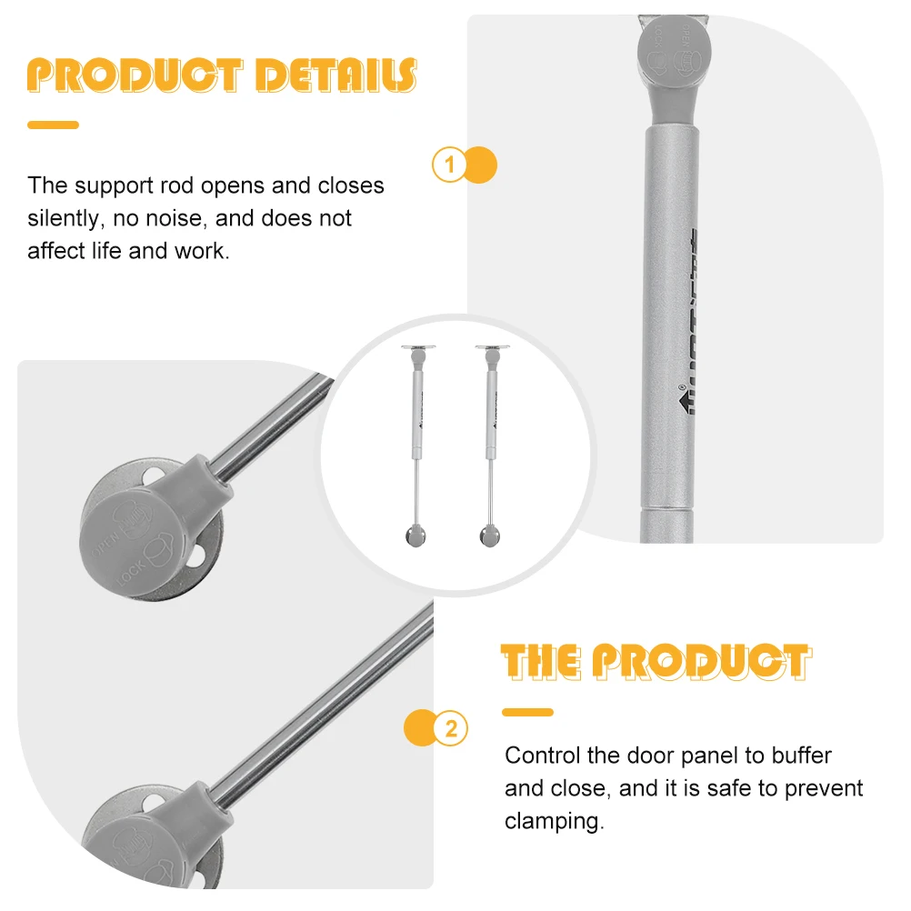 

2Pcs Hydraulic Gas Spring Lift Support Heavy Duty Steel Construction Wear-Resistant ABS End Caps Soft Close Buffer for Cabinet