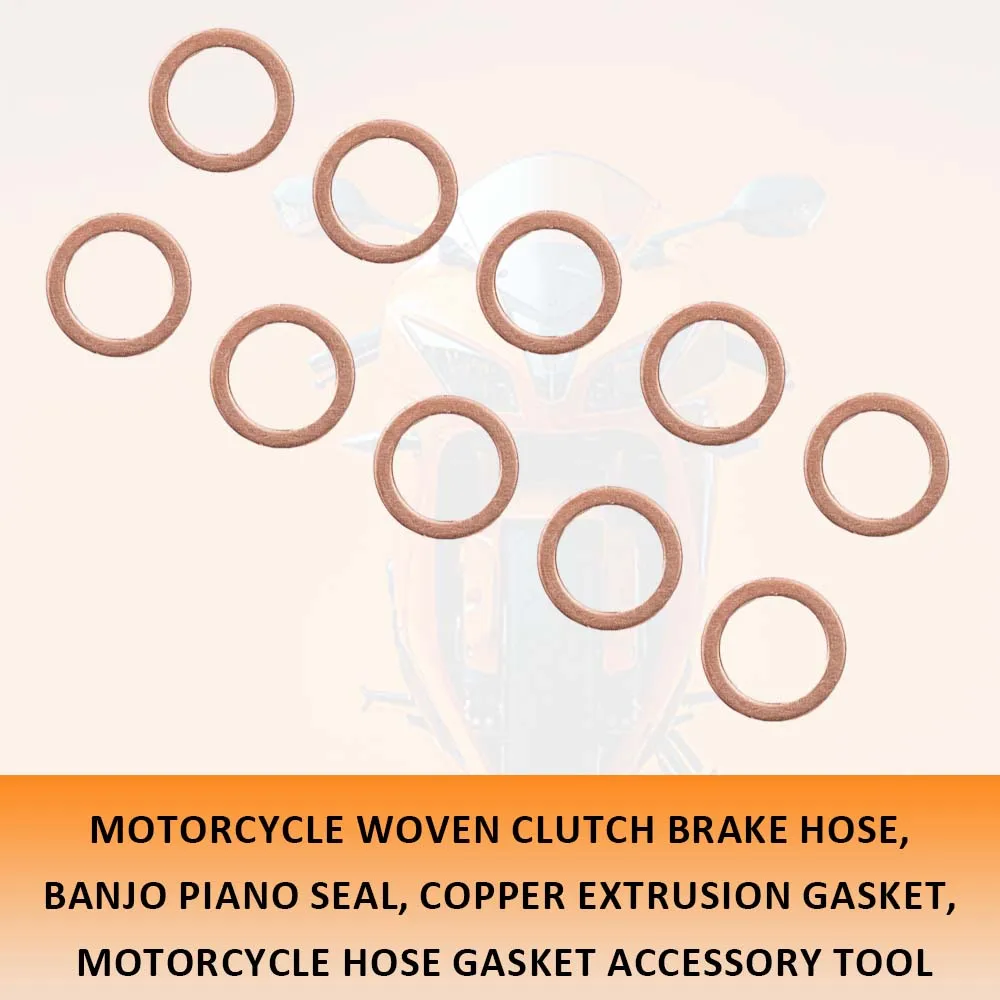 10X 20X M10 10mm Motorcycle Braided Clutch Brake Hose Banjo Seal Copper Crush Washer Motorcycle Hose Washers Accessories Tools