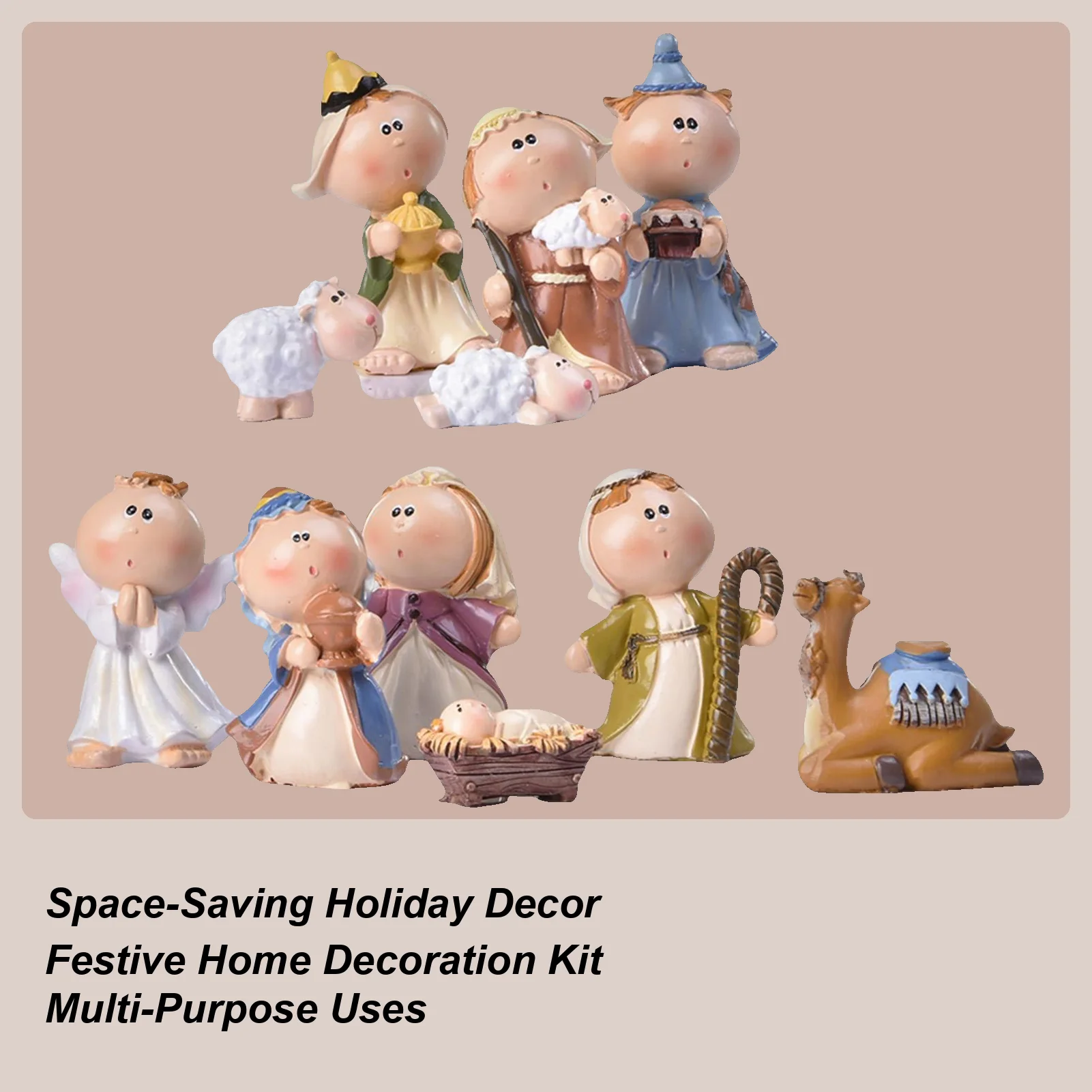 Christmas Nativity Set 11 Pieces Miniature Christmas Nativity Scene Figures Home Decor for Indoor Tabletop Shelf Cabinet