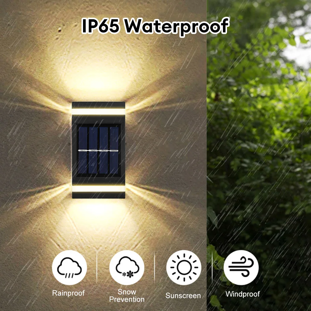 New Solar Wall Lights Outdoor Waterproof Led Solar Lamp Up And Down Luminous Lighting For Garden Balcony Yard Street Decor Lamps