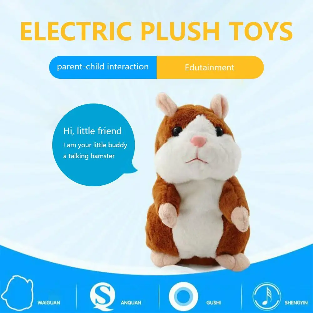 Elektryczny pluszowy chomik, urocza mówiąca lalka chomika, imitująca Twoją głos i kiwająca głową, do uspokajania i towarzyszenia dzieciom, prezent.