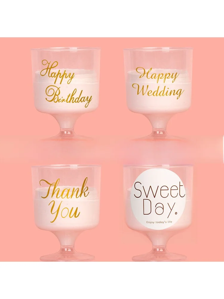 

Birthday Par Disposable Plastic Cup Stiers High Footed Transparent Mousse Dert Table Decorations Sweet Treat Cups