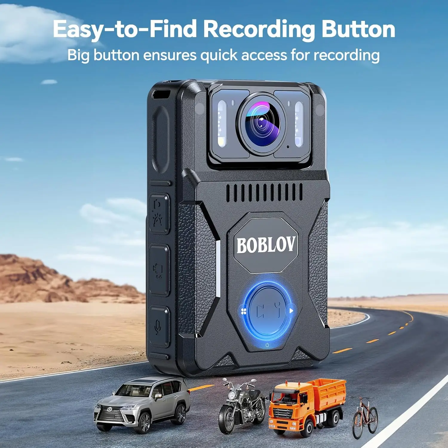 BOBLOV M7 128GB 1080P Body Camera - 4000mAh 14Hrs GPS Recording, 180° Rotatable Lens for Law Enforcement/Daily Use/Patrol