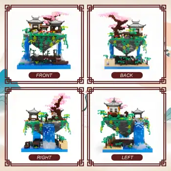 ピーチブロッサムレイクビルディングブロックマイクロビルディングセット、花と光のある静かな庭園、水上建築モデル 8 best sales 桃の木 - №4
