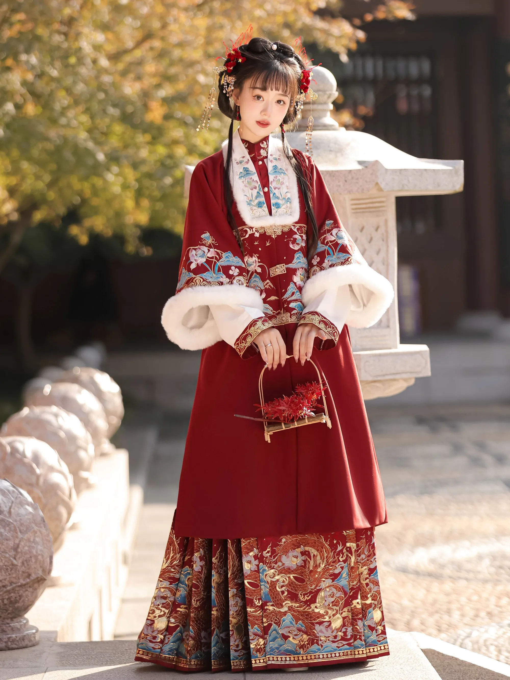 

Оригинальное женское длинное пальто Ming Dynas Sle Hanfu с внутренним льняным воротником Fce, зимняя коллекция