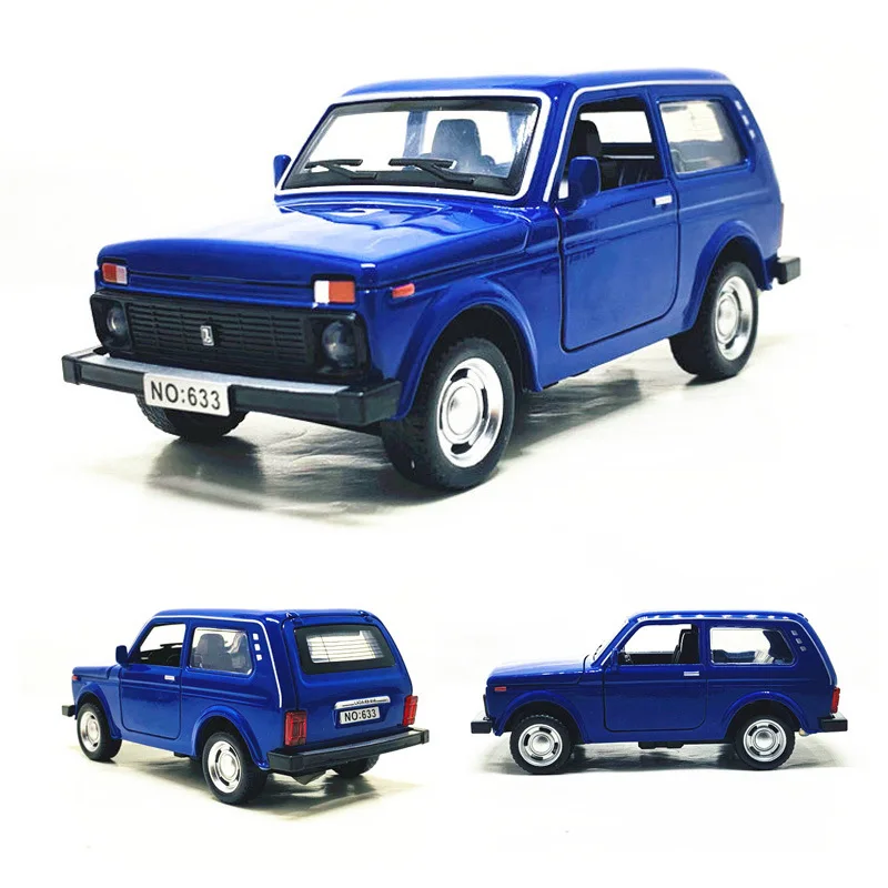 Diecast 1:32 Alloy Model Car Lada Niva Jeep Miniature Metal Retro Vehcile Classic Simulation Collection New Gift for Boy Hottoys