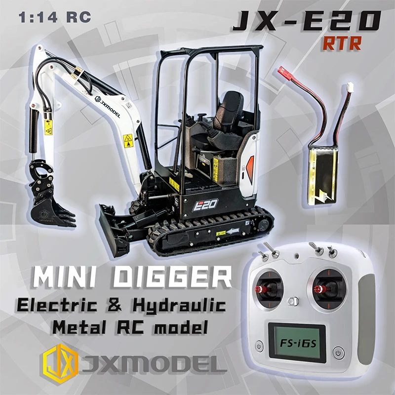 JXmodel 1/14 Metal Electronic Hydraulic Remote Control Desktop Model JX-E20 2.0 RTR Mini Excavator