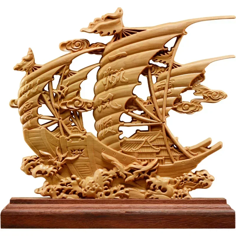 Smooth Sailing Sailboat ornament- solid wood carving crafts Best Decorations for Home Living Room Office