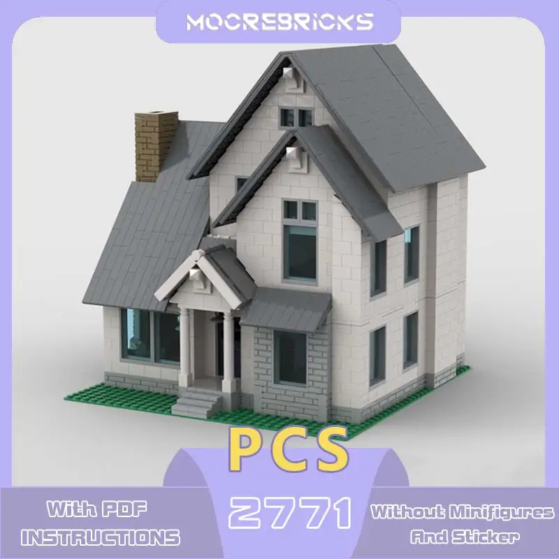 Customized Toy Two-Story Suburban Home Model MOC-164142 Urban Street View Architecture Building Blocks Bricks Children's Toy