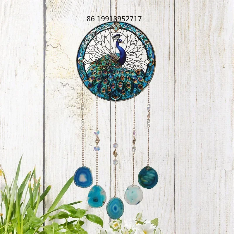 Vintage Peacock Wind Chime Agate Dream Catchers Minimalist Aesthetic Halloween Sun Catcher Modern Luxury Christmas Hanging Decor