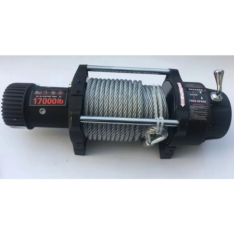 1pcs Electric winch 17000 pounds 8 tons 12V24V automobile self-rescue traction heavy duty winch machine