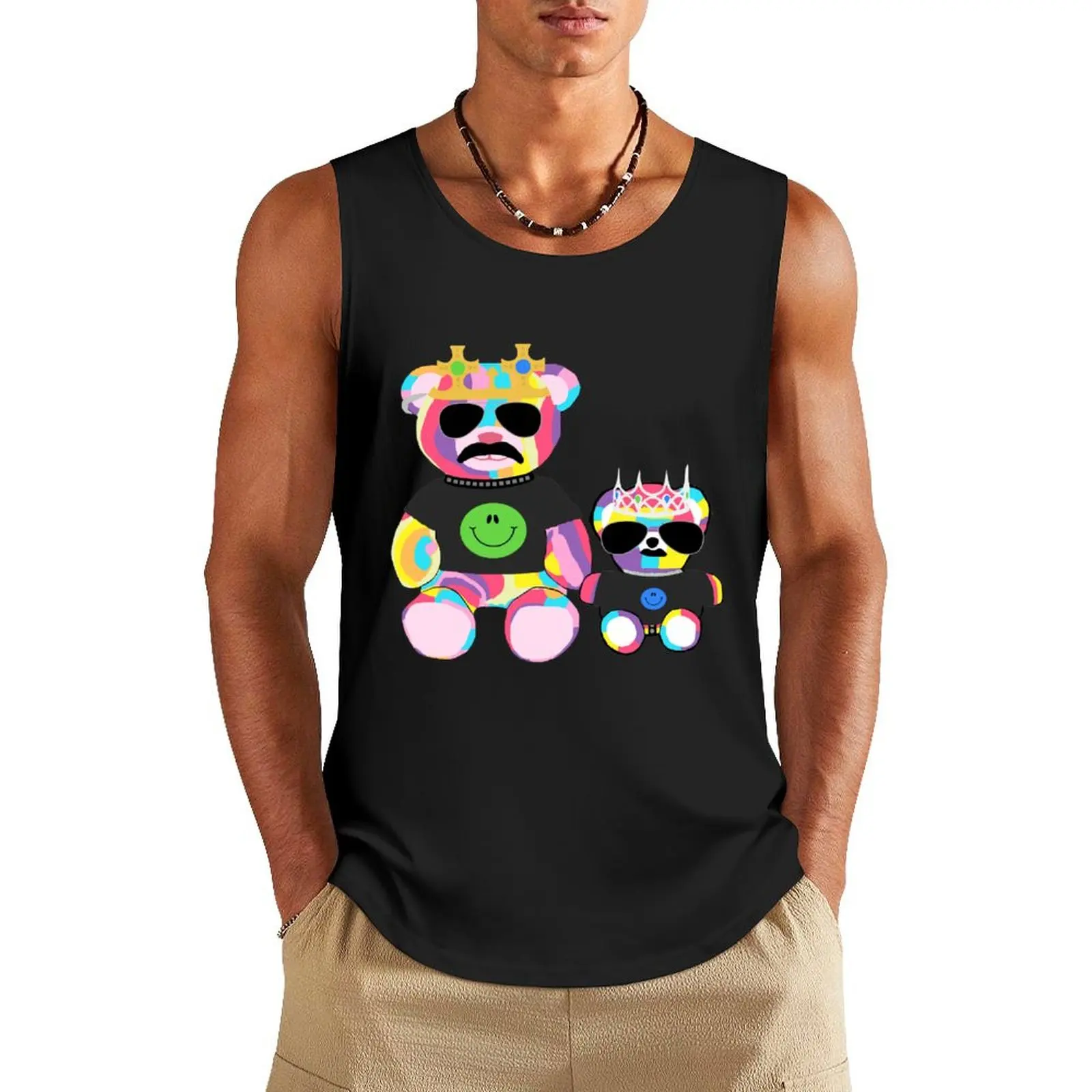 Rainbow Bear with shirts Tank Top Bodybuilding shirt Gym T-shirts for men Men's summer clothes 2024 bodybuilding men