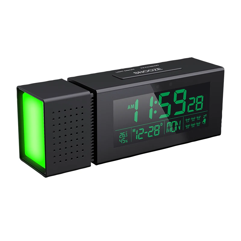 7 Color LED Change Smart Night Light Human Body Infrared Sensing Digital Home Thermometer Hygrometer Snooze Alarm Clock FM Radio