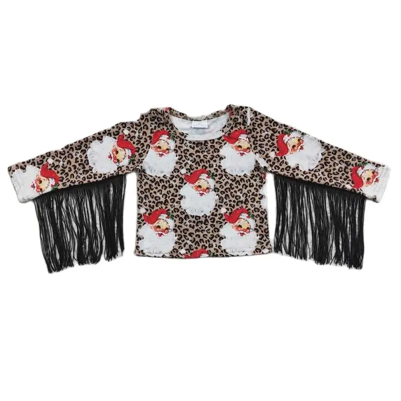 

Santa Claus Leopard Fringe Top